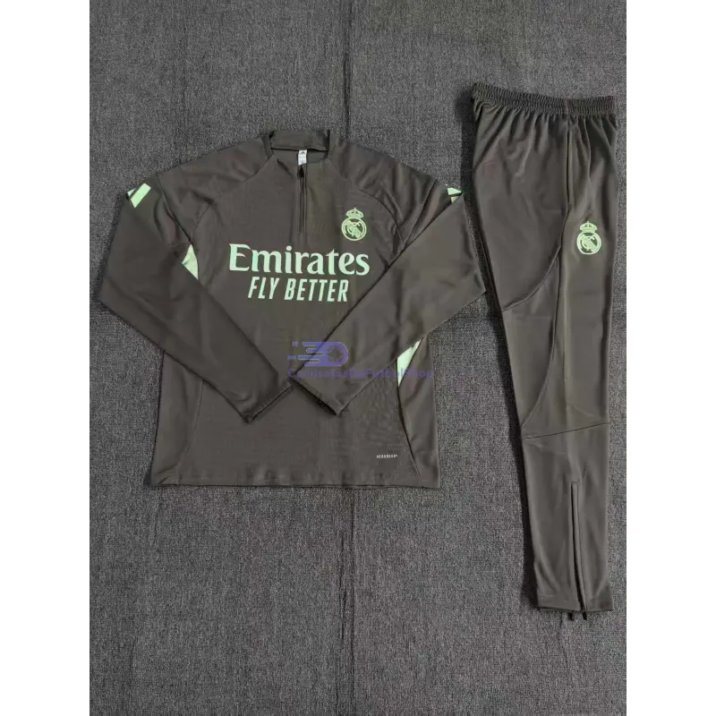 Sudadera De Entrenamiento Real Madrid 2025/2026 Niño Kit Verde Oscuro (EDICIÓN JUGADOR)