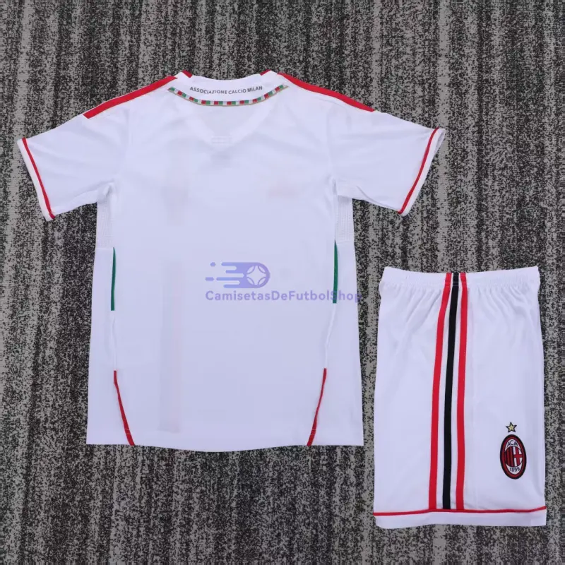Camiseta AC Milan 2011/12 2ª Equipación Retro Blanco Niño Kit