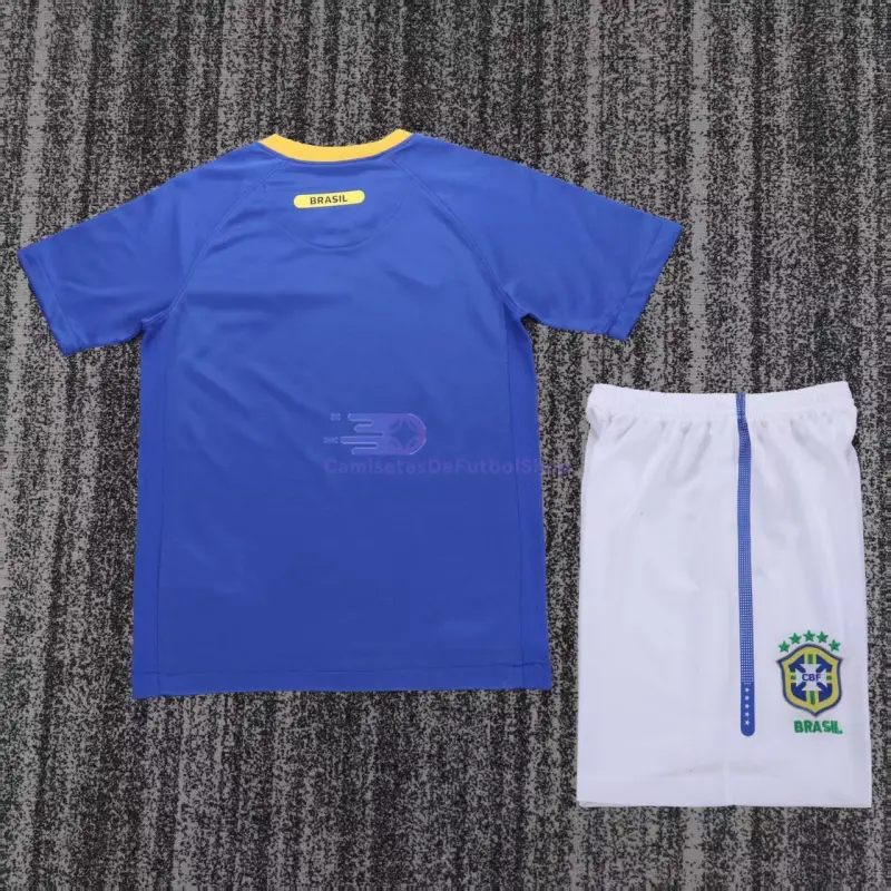 Camiseta Brasil 2010 2ª Equipación Retro Azul Niño Kit
