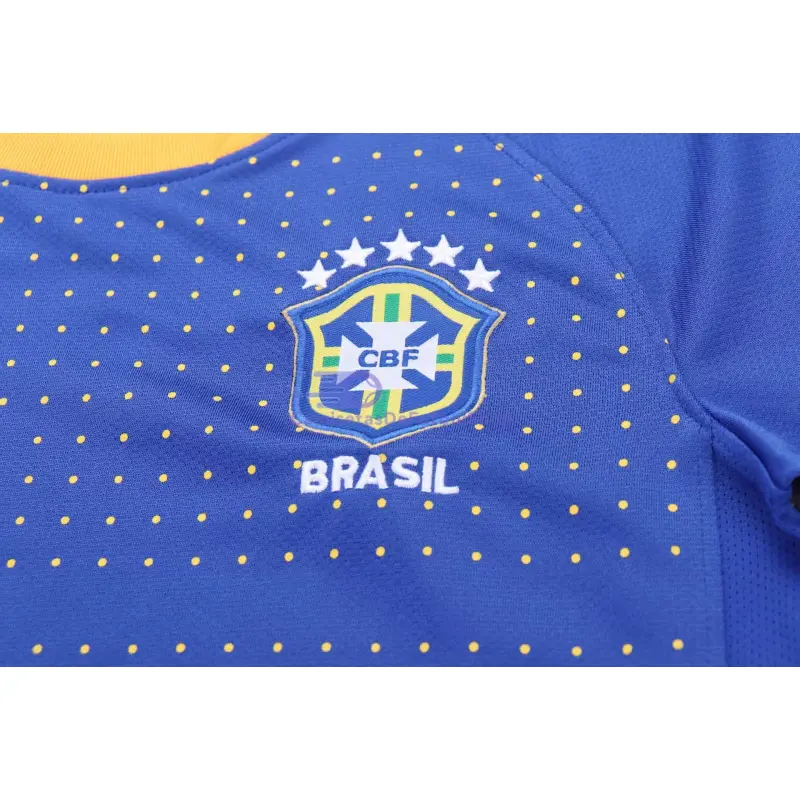 Camiseta Brasil 2010 2ª Equipación Retro Azul Niño Kit