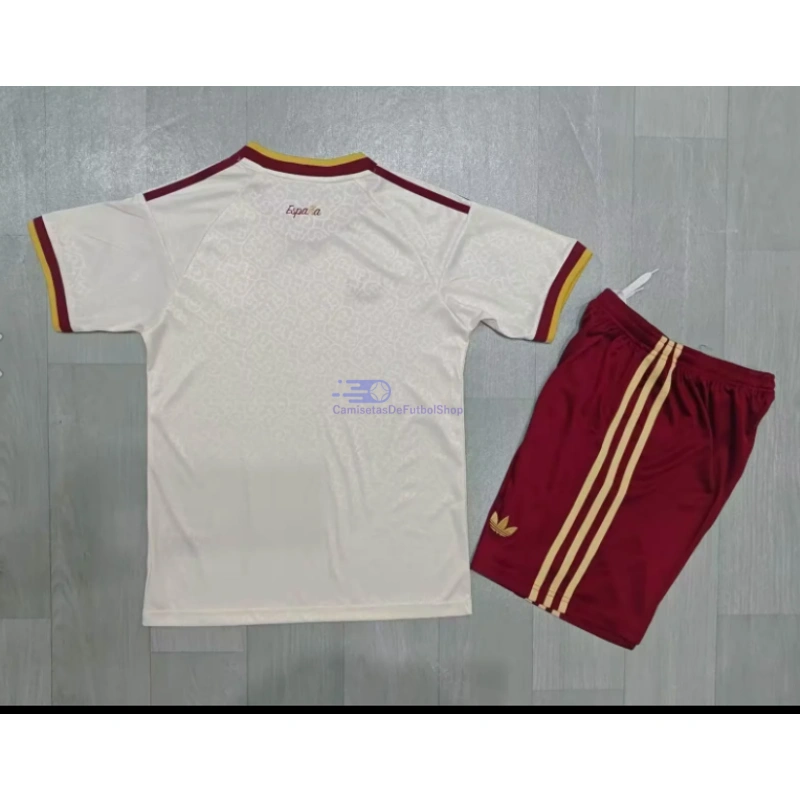 Camiseta España 2026 2ª Equipación Mundial Blanco/Rojo Niño Kit 2 Estrellas