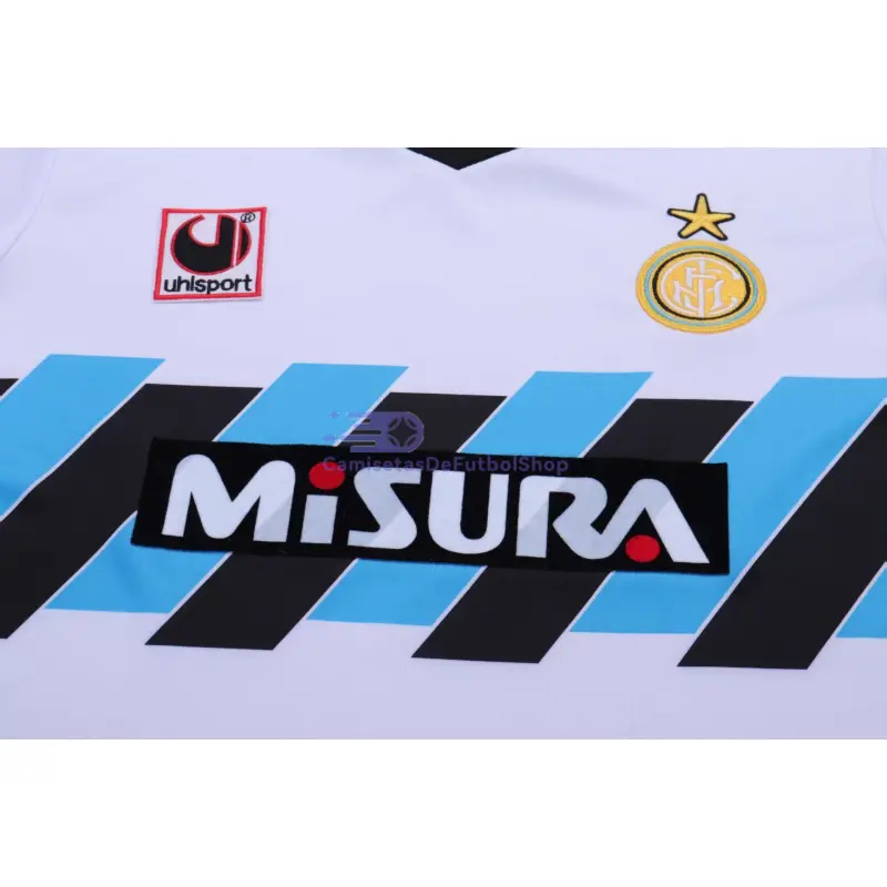 Camiseta Inter de Milan 1990/91 2ª Equipación Retro Blanco Niño Kit