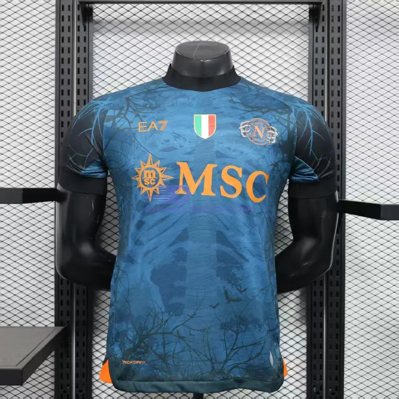 Camiseta Napoli 2025/2026 Edición Especial de Halloween Azul (EDICIÓN JUGADOR)