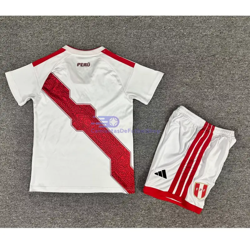 Camiseta Perú 2026 1ª Equipación Mundial Blanco Niño Kit
