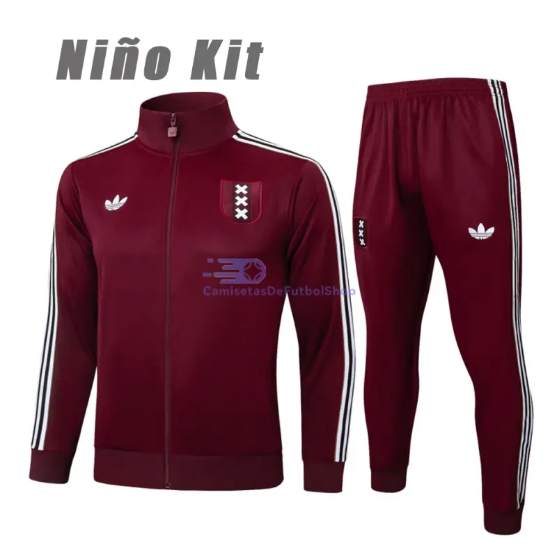 Chandal Ajax 2025/2026 Niño Retro Rojo Oscuro