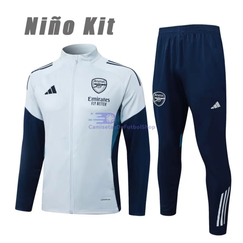 Chandal Arsenal 2025/2026 Niño Gris Claro/Azul Oscuro