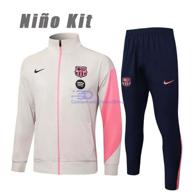 Chandal Barcelona 2025/2026 Niño Blanco Roto/Rosa