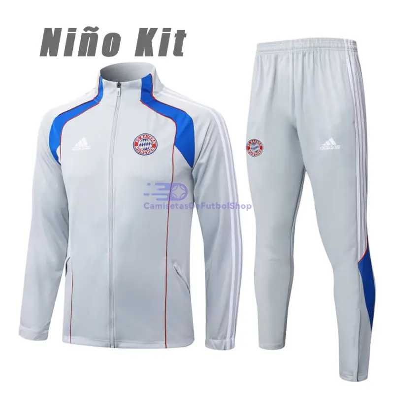 Chandal Bayern Múnich 2025/2026 Niño Gris Claro/Azul
