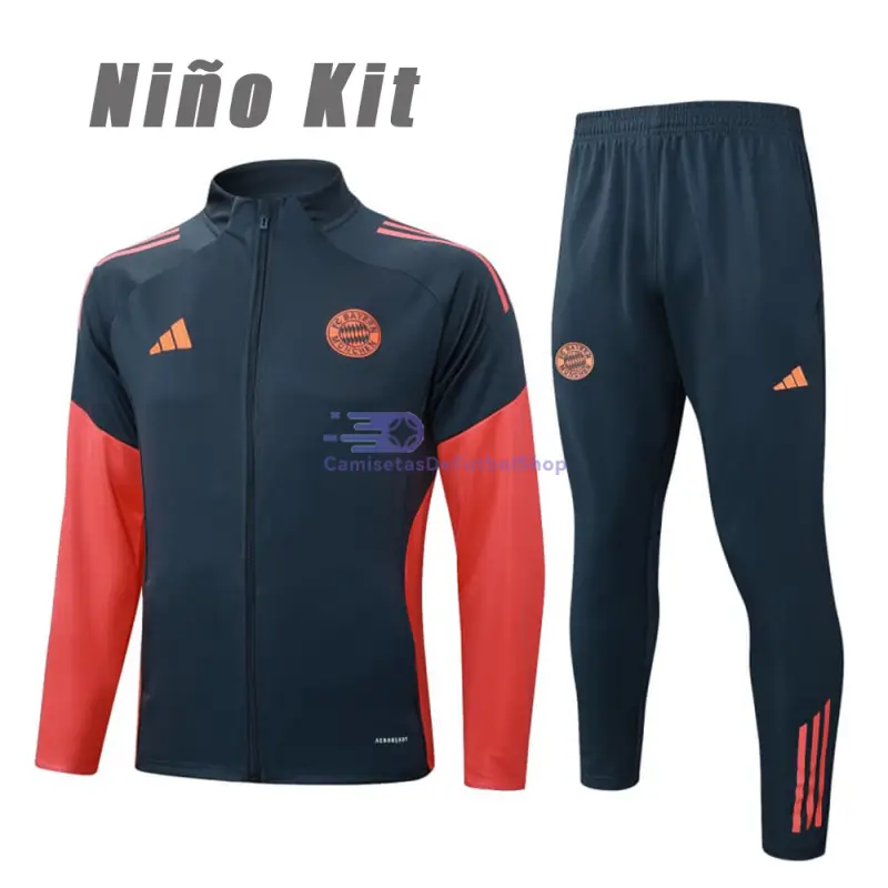 Chandal Bayern Múnich 2025/2026 Niño Gris Oscuro/Naranja