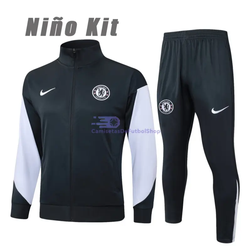 Chandal Chelsea 2025/2026 Niño Gris Oscuro/Blanco