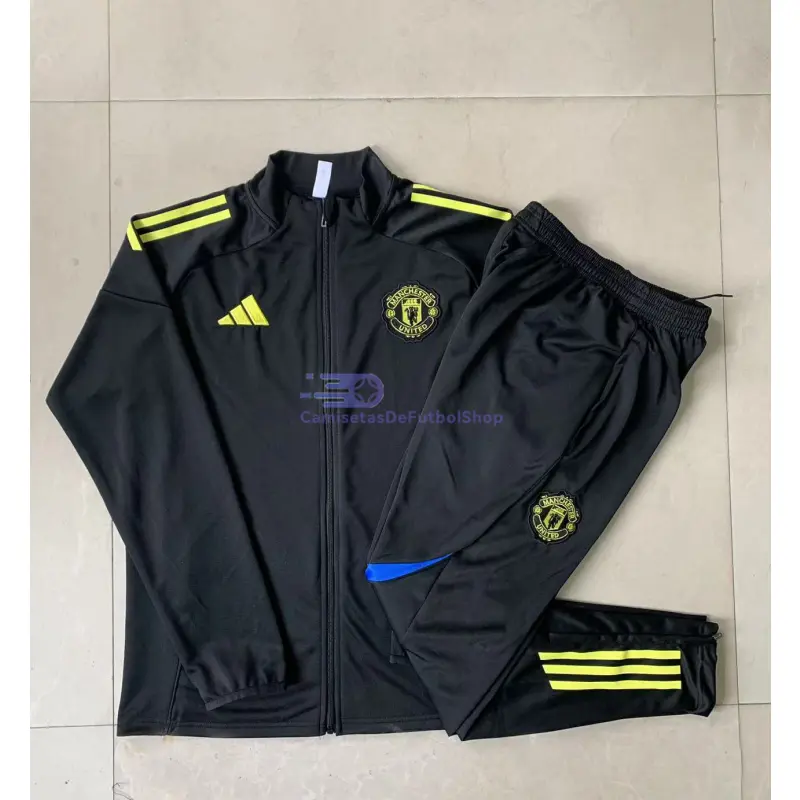 Chandal Manchester United 2025/2026 Niño Negro con Escudo Verde