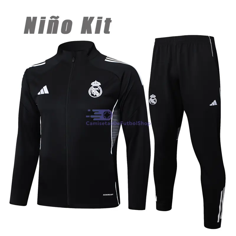 Chandal Real Madrid 2025/2026 Niño Negro/Gris
