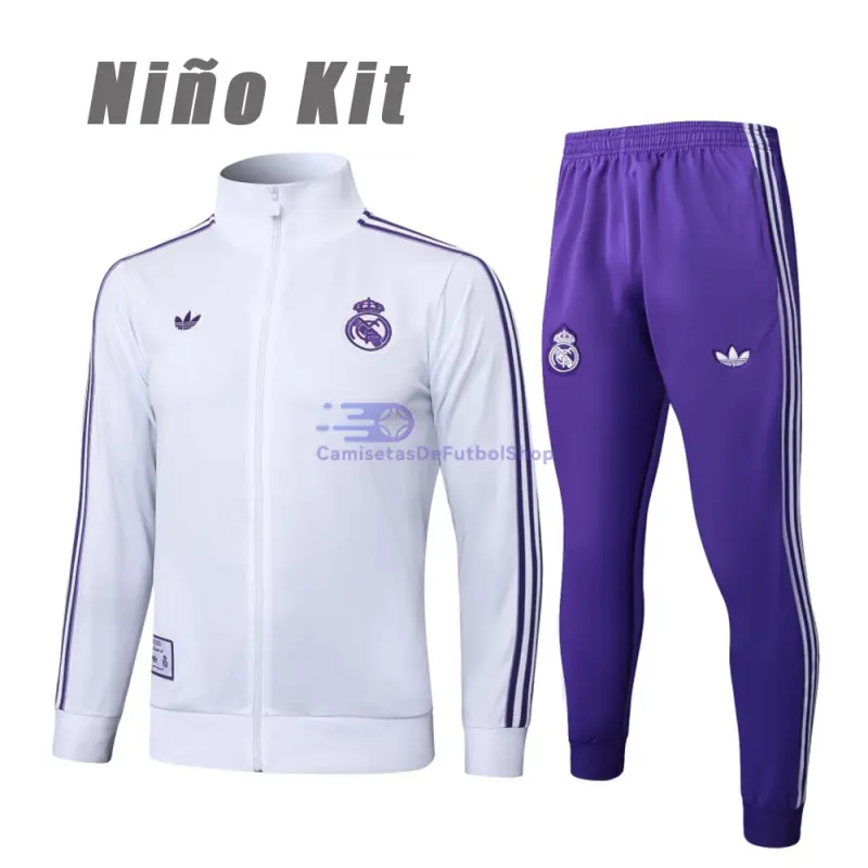 Chandal Real Madrid 2025/2026 Niño Retro Blanco/Morado
