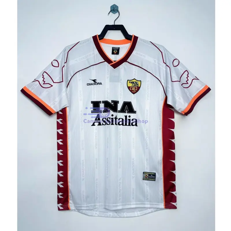Camiseta AS Roma 1999/00 2ª Equipación Retro Blanco