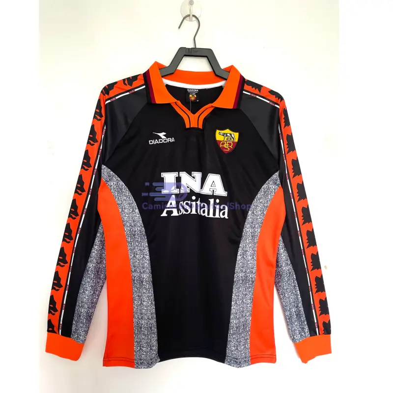 Camiseta AS Roma 1998/99 3ª Equipación Retro ML Negro/Naranja/Gris