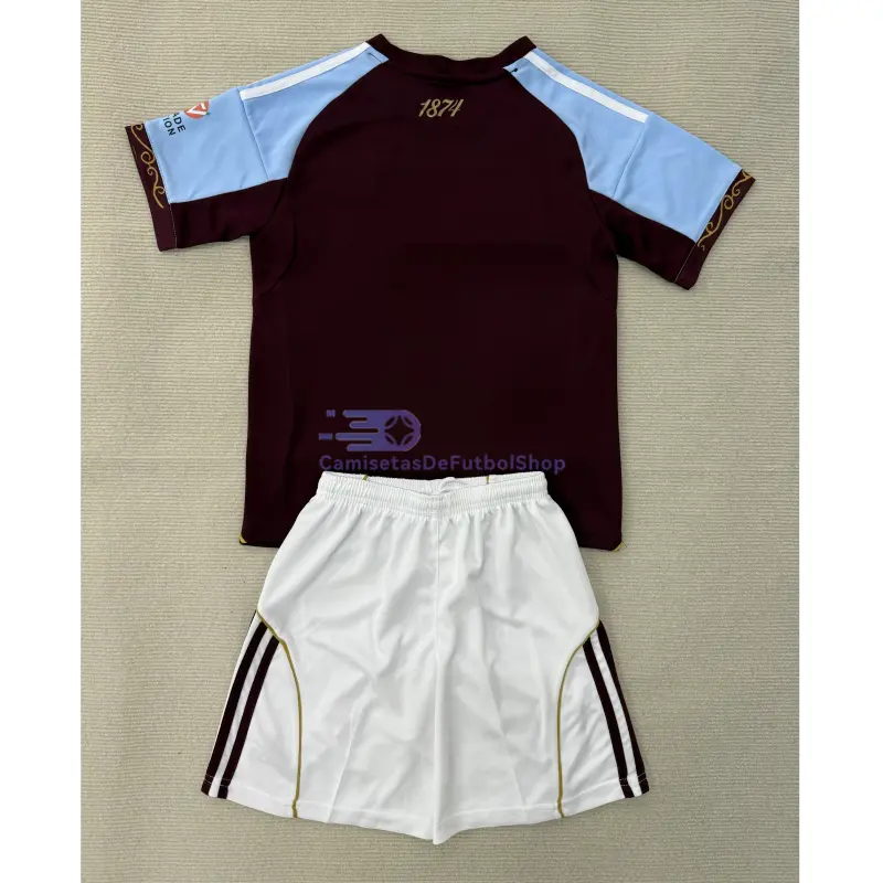 Camiseta Aston Villa 2025/2026 1ª Equipación Rojo Oscuro Niño Kit
