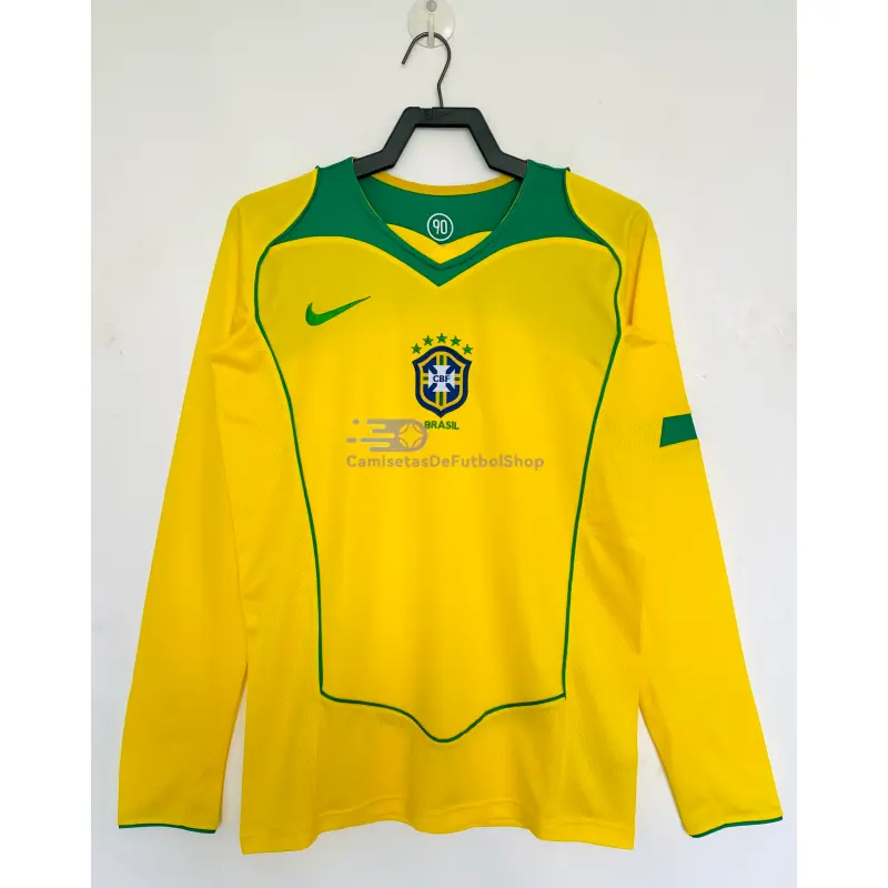 Camiseta Brasil 2004 1ª Equipación Retro ML Amarillo