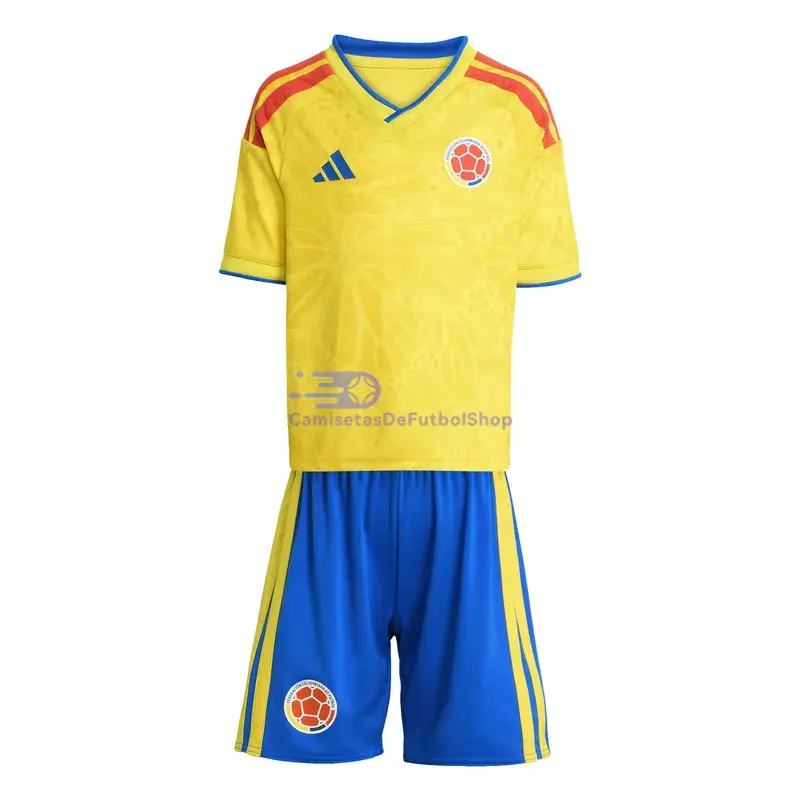 Camiseta Colombia 2026 1ª Equipación Mundial Amarillo Niño Kit