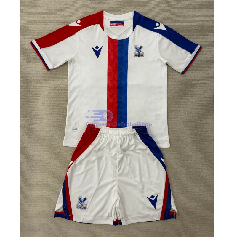 Camiseta Crystal Palace FC 2025/2026 2ª Equipación Blanco/Azul/Rojo Niño Kit