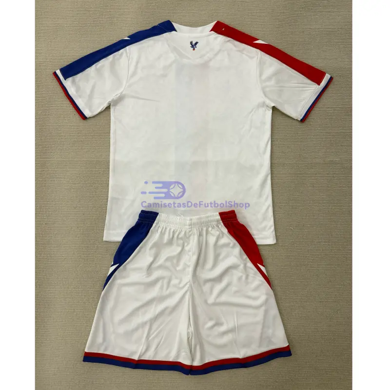 Camiseta Crystal Palace FC 2025/2026 2ª Equipación Blanco/Azul/Rojo Niño Kit