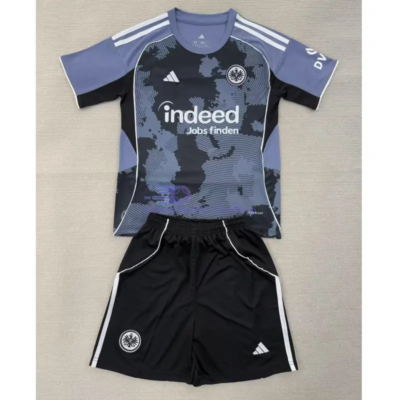 Camiseta Eintracht Fráncfort 2025/2026 3ª Equipación Negro/Gris Niño Kit