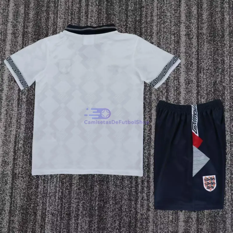 Camiseta Inglaterra 1990 1ª Equipación Retro Blanco Niño Kit