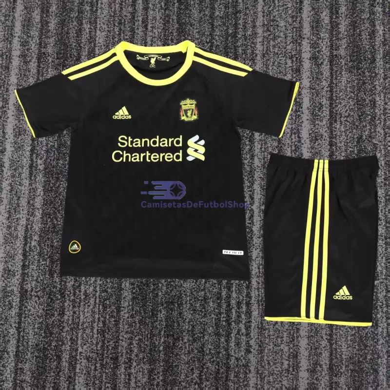 Camiseta Liverpool 2010/11 3ª Equipación Retro Negro Niño Kit