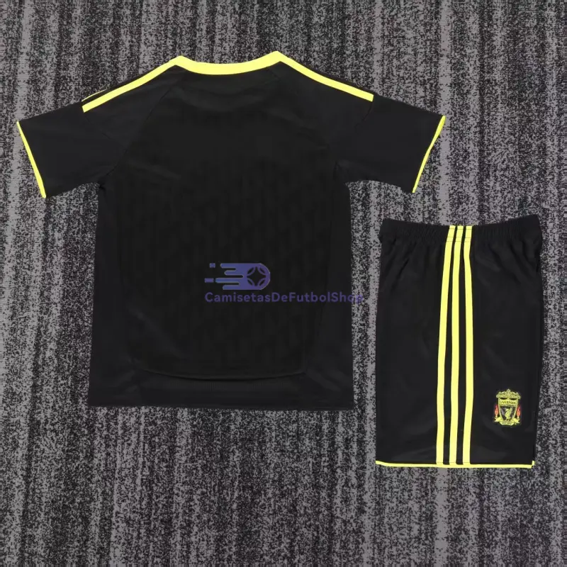 Camiseta Liverpool 2010/11 3ª Equipación Retro Negro Niño Kit