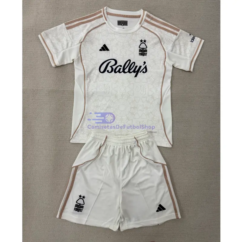 Camiseta Nottingham Forest 2025/2026 2ª Equipación Blanco Niño Kit