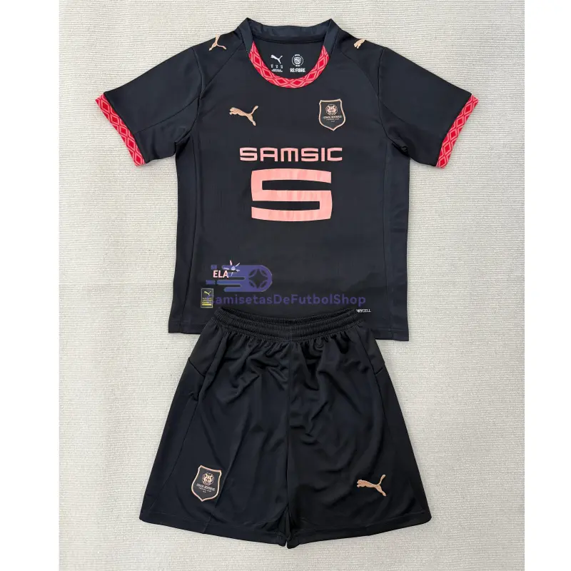 Camiseta Stade Rennais 2025/2026 3ª Equipación Negro Niño Kit