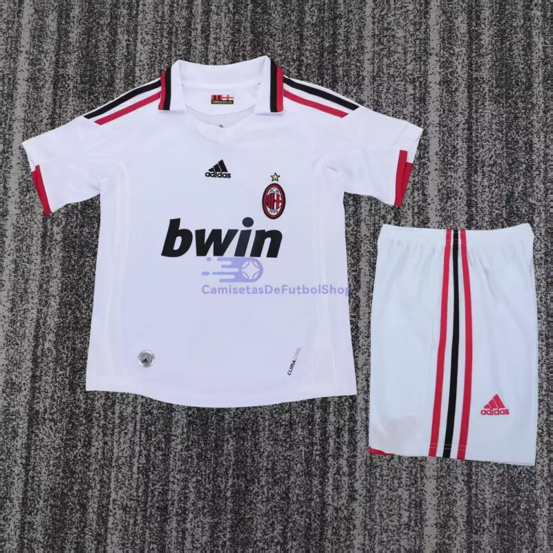 Camiseta AC Milan 2009/10 2ª Equipación Retro Blanco Niño Kit