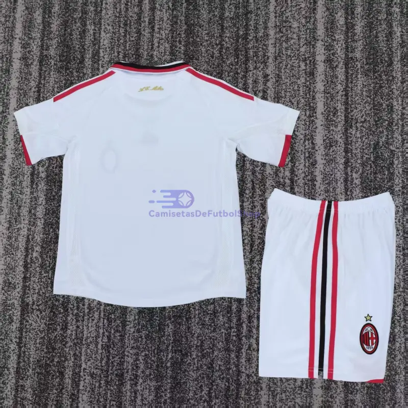 Camiseta AC Milan 2009/10 2ª Equipación Retro Blanco Niño Kit
