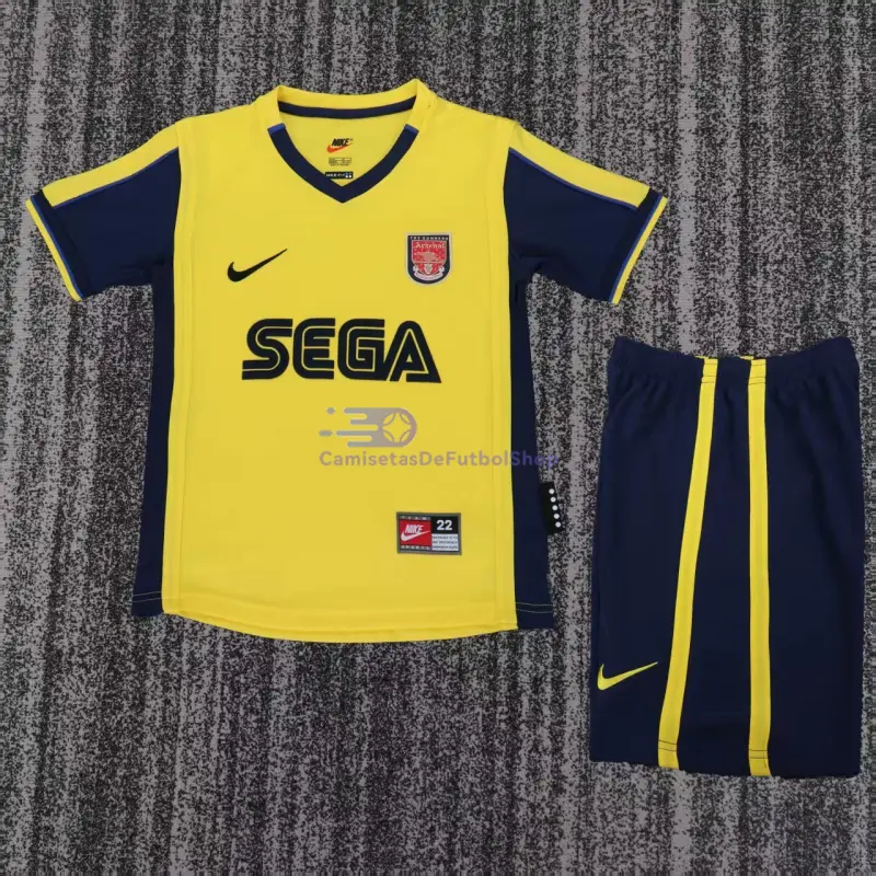 Camiseta Arsenal 2000/01 2ª Equipación Retro Amarillo/Negro Niño Kit