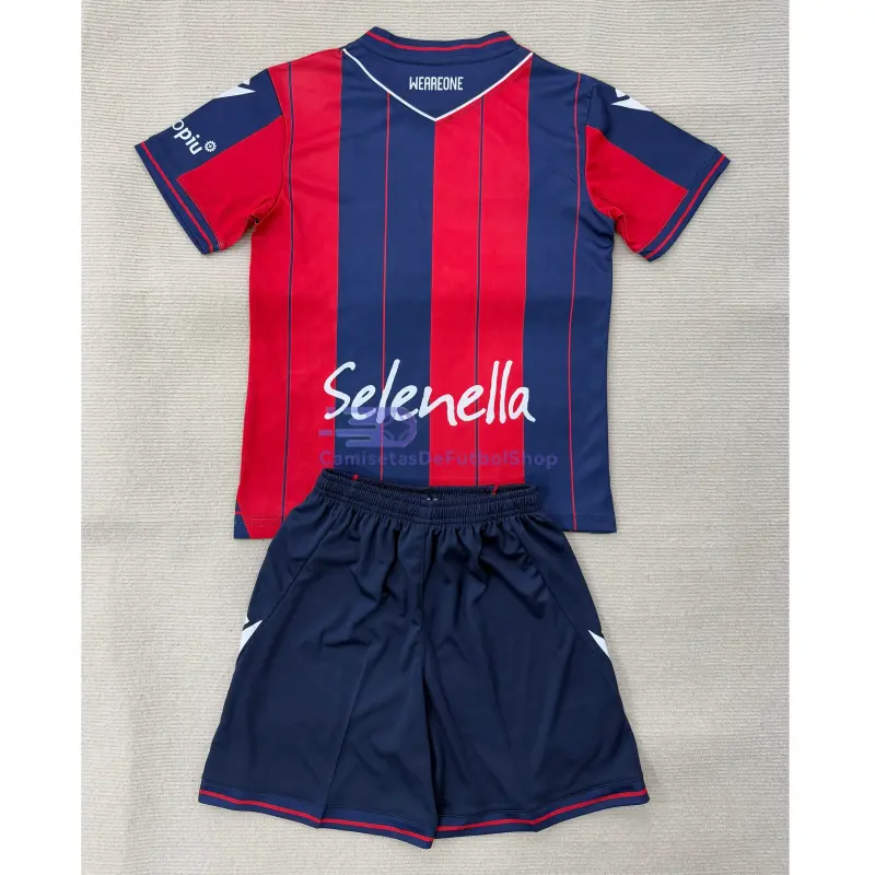 Camiseta Bologna 2025/2026 1ª Equipación Rojo/Azul Niño Kit