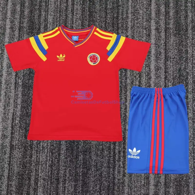 Camiseta Colombia 1990 2ª Equipación Retro Rojo Niño Kit