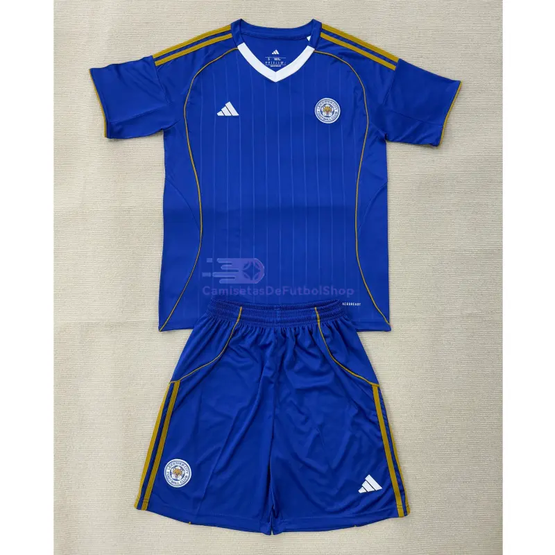 Camiseta Leicester City 2025/2026 1ª Equipación Azul/Blanco Niño Kit