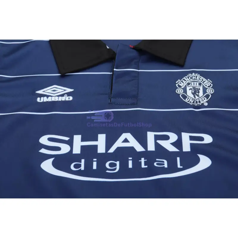 Camiseta Manchester United 1999/00 2ª Equipación Retro Azul Oscuro Niño Kit