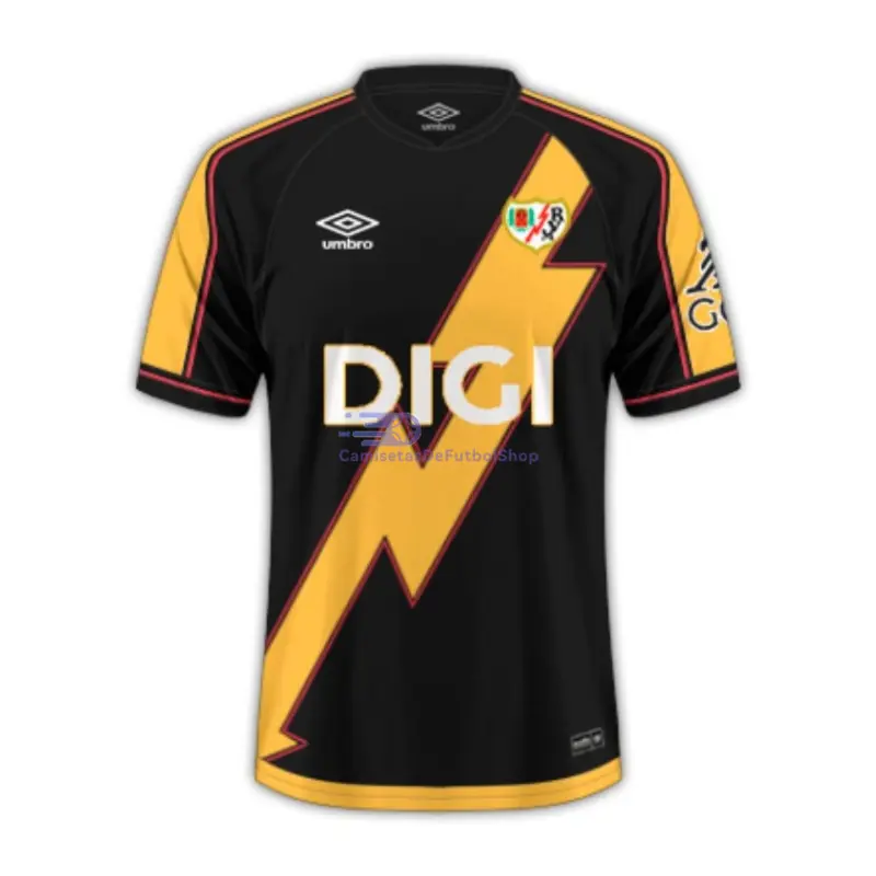 Camiseta Rayo Vallecano 2025/2026 3ª Equipación Negro/Amarillo con Parche La Liga