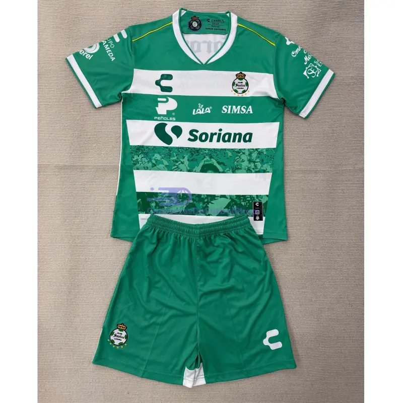 Camiseta Santos Laguna 2025/2026 1ª Equipación Verde/Blanco Niño Kit