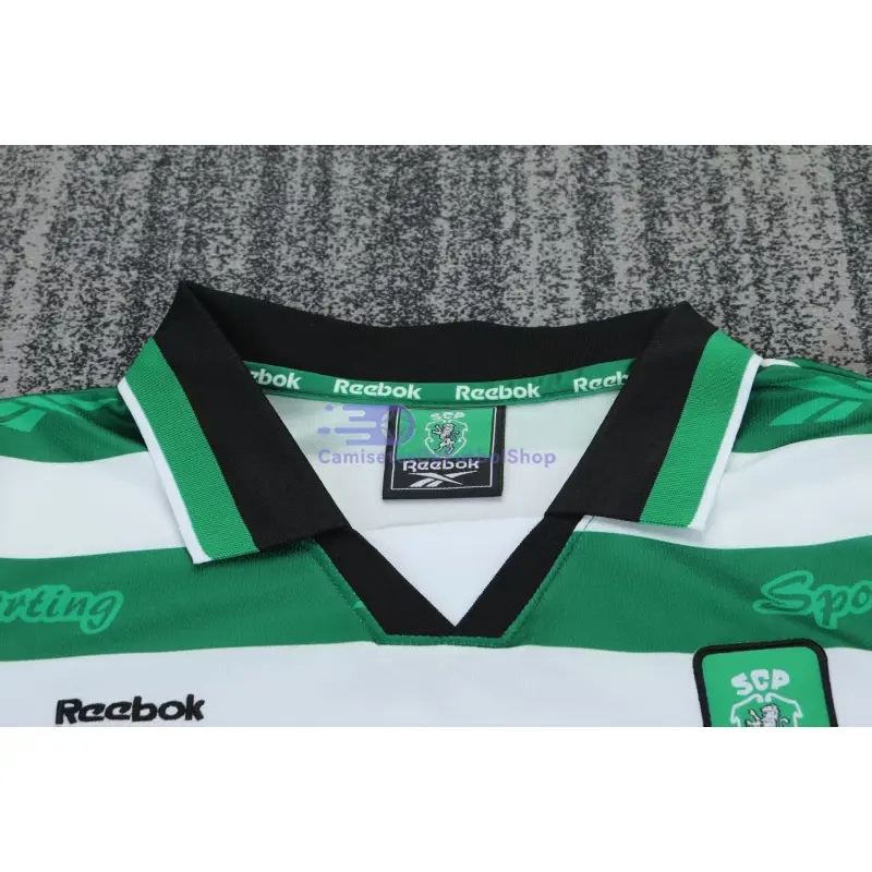 Camiseta Sporting Lisboa 1999/00 1ª Equipación Retro Verde/Blanco Niño Kit