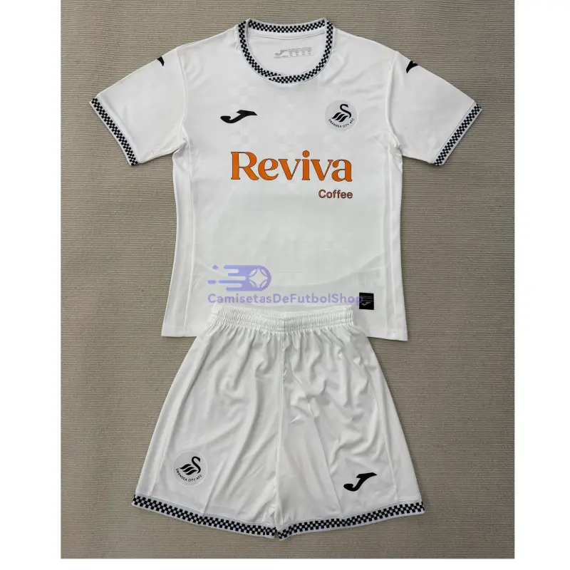 Camiseta Swansea City 2025/2026 1ª Equipación Blanco Niño Kit
