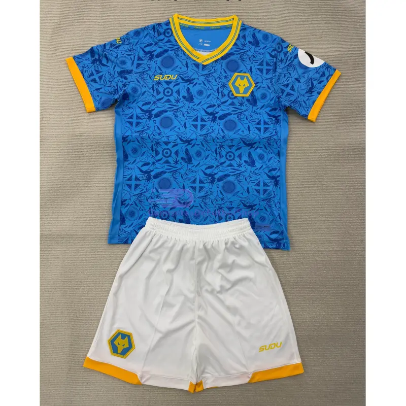 Camiseta Wolverhampton Wanderers 2025/2026 3ª Equipación Azul Niño Kit