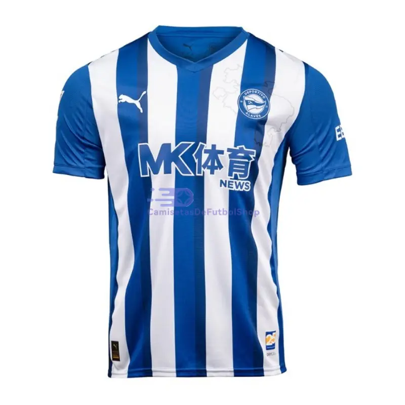 Camiseta Alavés 2025/2026 1ª Equipación Azul/Blanco con Parche La Liga