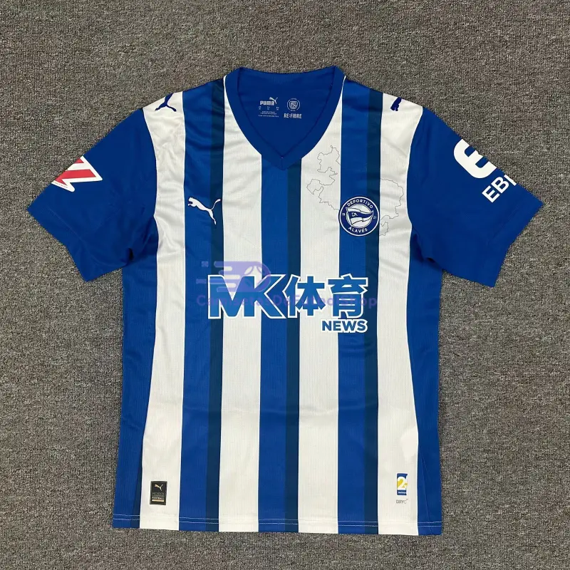 Camiseta Alavés 2025/2026 1ª Equipación Azul/Blanco con Parche La Liga