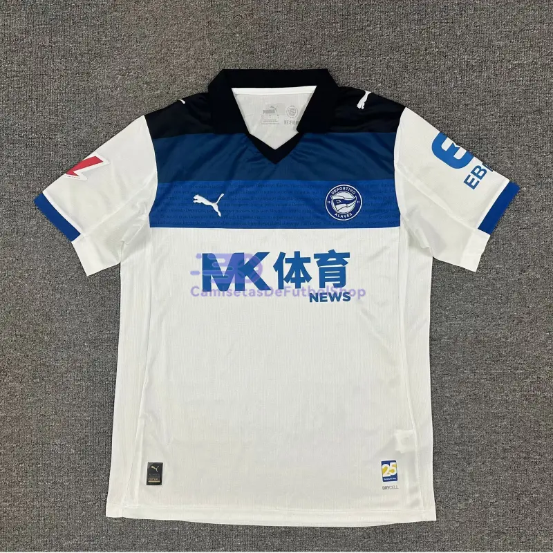 Camiseta Alavés 2025/2026 2ª Equipación Blanco/Azul con Parche La Liga