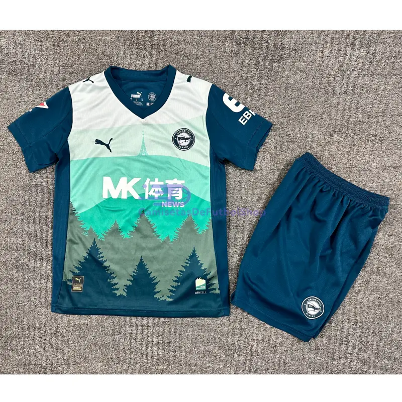 Camiseta Alavés 2025/2026 3ª Equipación Verde Niño Kit con Parche La Liga