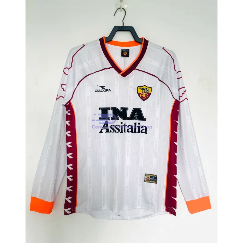 Camiseta AS Roma 1999/00 2ª Equipación Retro ML Blanco