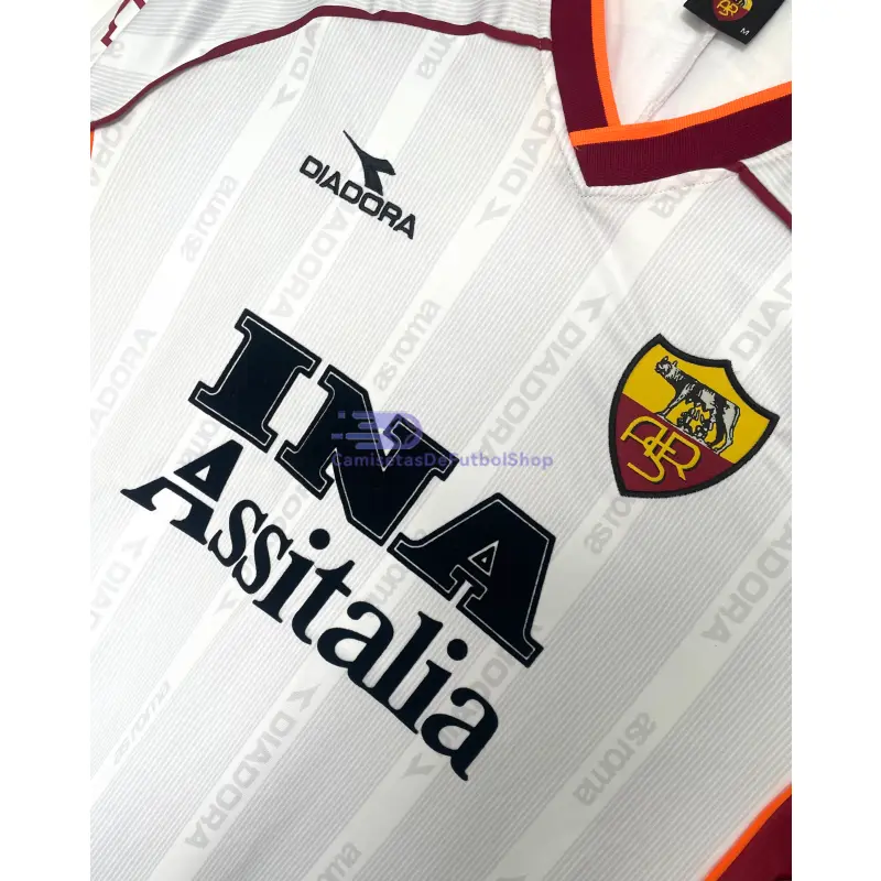 Camiseta AS Roma 1999/00 2ª Equipación Retro ML Blanco