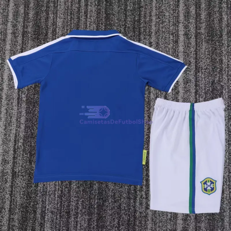 Camiseta Brasil 1997 2ª Equipación Retro Azul Niño Kit