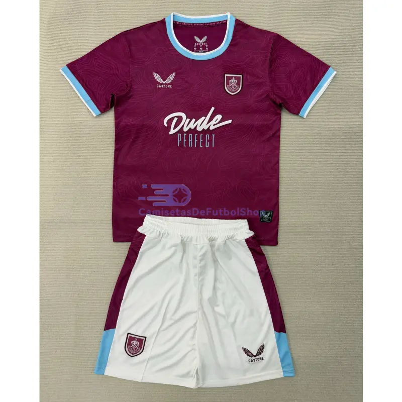 Camiseta Burnley FC 2025/2026 1ª Equipación Borgoña Niño Kit